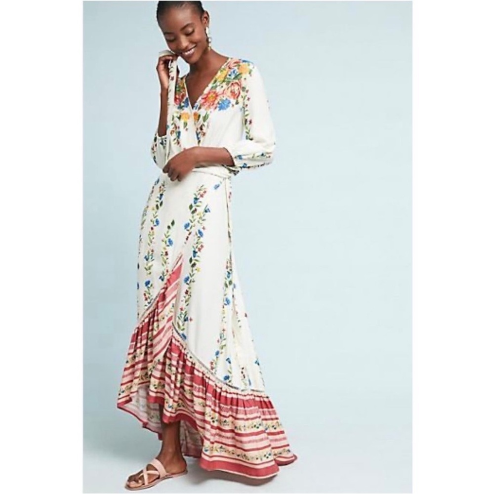 NWT • Anthropologie Farm Rio Springtime Wrap Dress Size S Petite